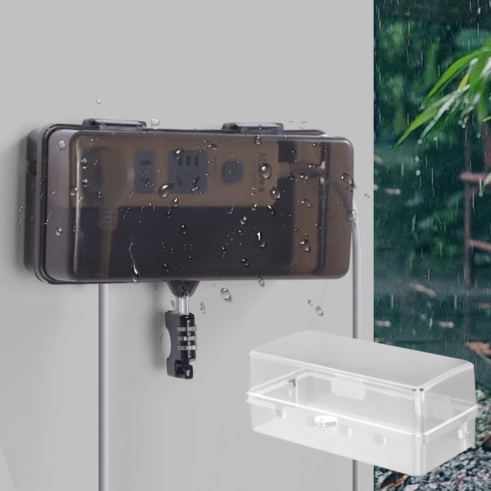 Outdoor Power Outlet Cover - 耐久性のあるプラスチック製プラグボックス盗難防止耐候性延長コードカバー保護コンセント防水電源タップ収納ボックス屋外用
