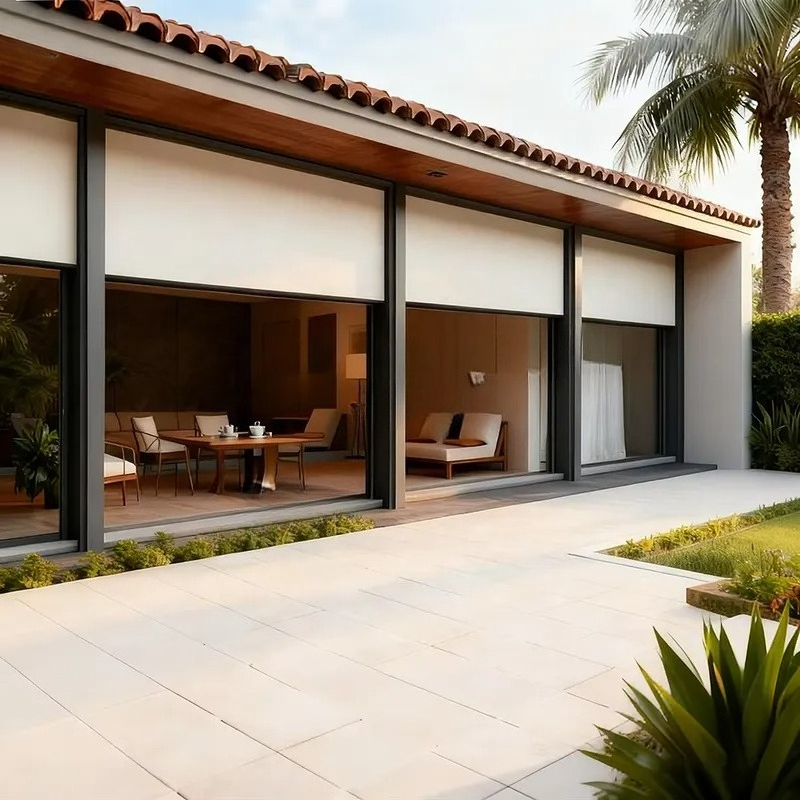 Outdoor Power Blinds - 2026年発売 電動スマートアルミローラーブラインド UVカット バッテリー駆動 カスタマイズ可能なサイズ クラシックデザイン
