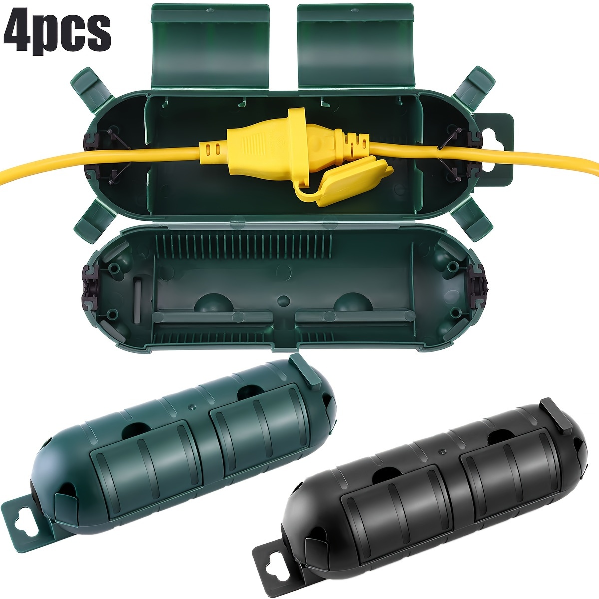 Outdoor Power Outlet Cover - 屋外延長コード安全カバーシール4個、屋外コンセントプラグを保護する耐候性電気接続ボックス