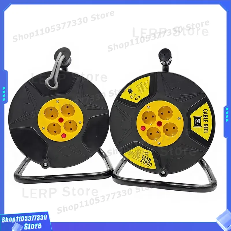 Outdoor Power Reel - 25mヘビーデューティー延長ケーブルリール、EU規格電源コード、大型工業用ドラムソケット、屋外作業場や庭での使用に安全