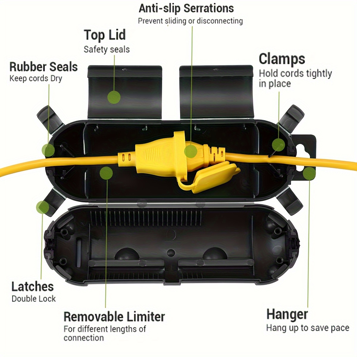 延長コードプラグ接続保護安全カバー、防水屋内屋外、ストリング - Outdoor Power Outlet Cover のレビューと価格