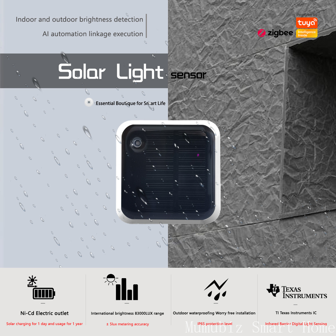 Tuya Zigbee ソーラーライトセンサー - IP65 - Outdoor Power Monitor のレビューと価格