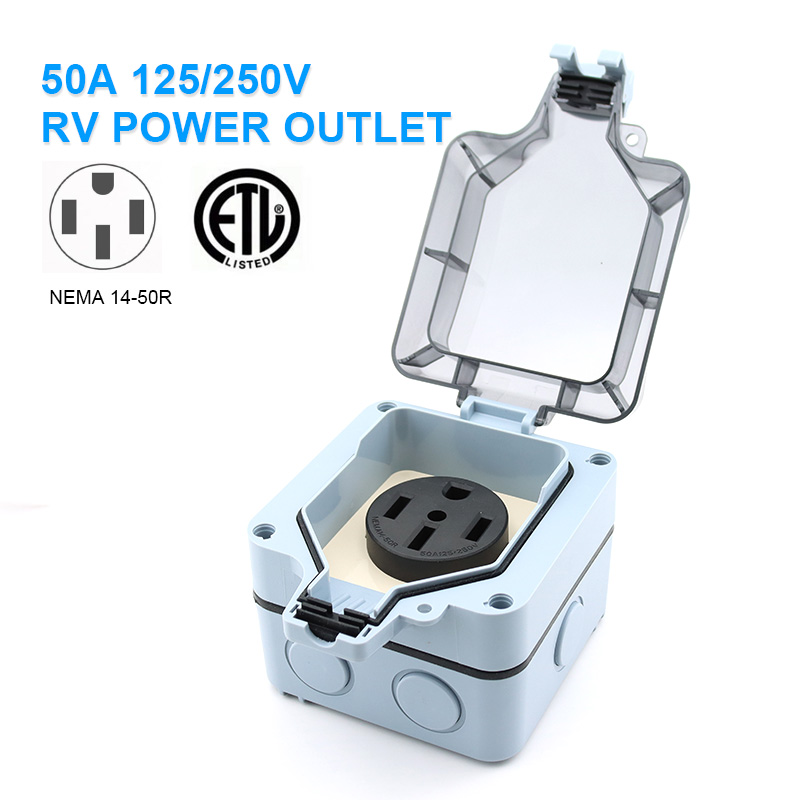 屋外電源コンセントボックス 防水IP66 50A 125v2 - Outdoor Power Outlet Cover のレビューと価格